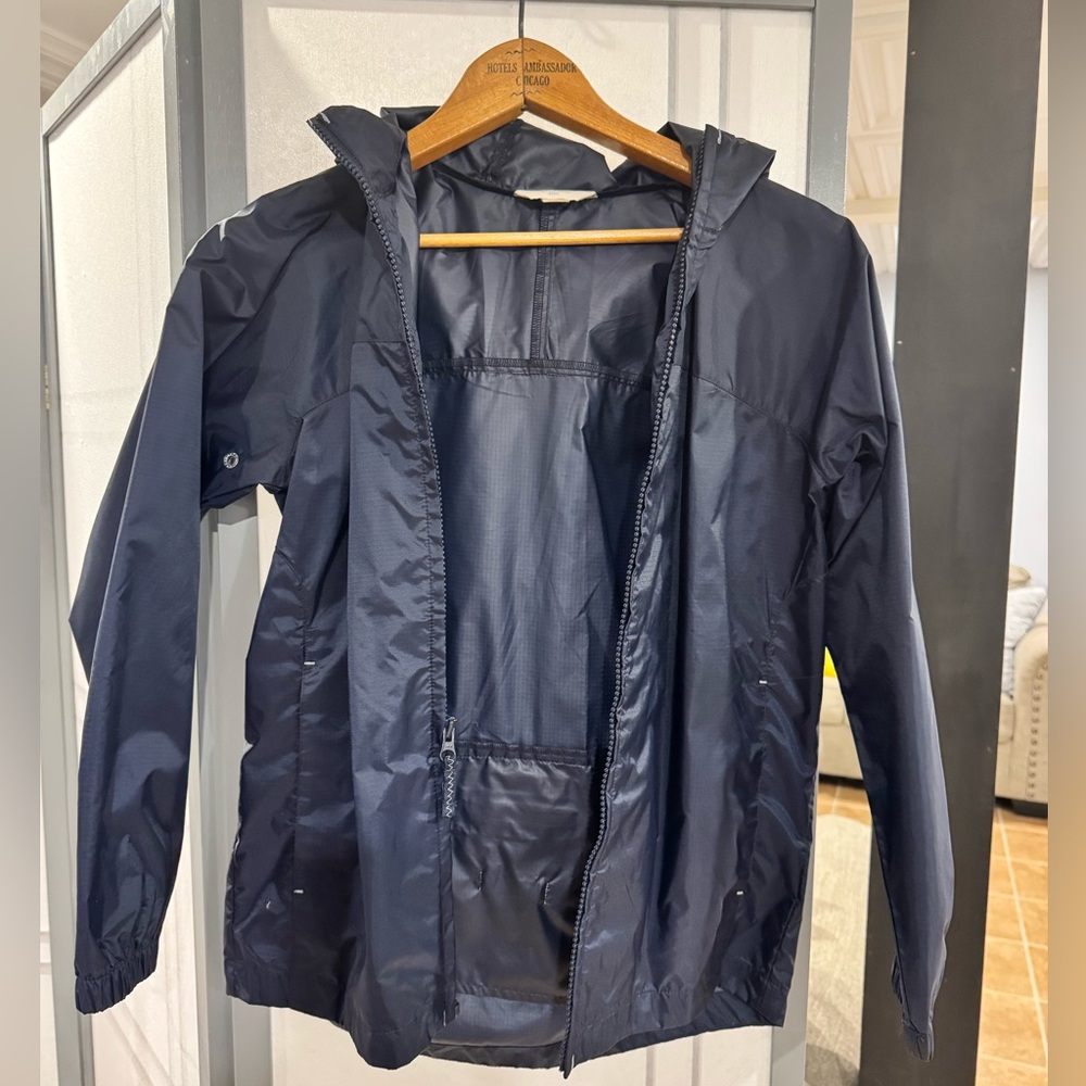 Navy Blue Hooded Rain Jacket